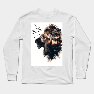 Lion Double Exposure Long Sleeve T-Shirt